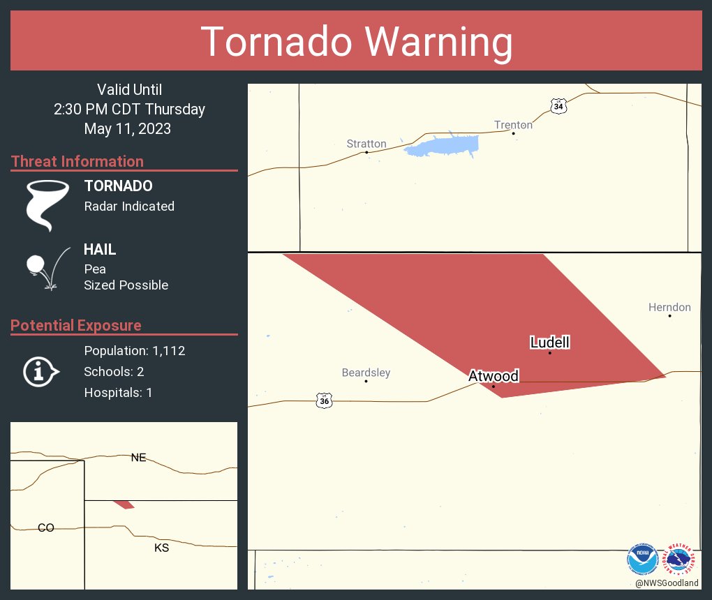NWS Tornado on Twitter "Tornado Warning including Atwood KS and Ludell KS until 230 PM CDT"