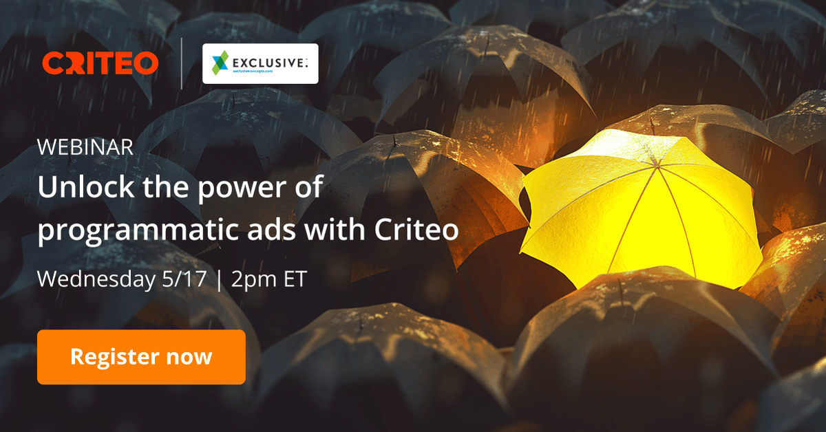 ExclusiveTweet's tweet photo. In the #cookieless era, reaching high-value audiences has become increasingly difficult. Programmatic is a real way to overcome this challenge! Join EXCLUSIVE and @criteo live next week for a webinar that unlocks the power of #programmatic: https://t.co/gMmQmOZYN4 https://t.co/mvd3HSJ59d