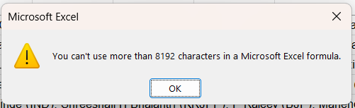 #TIL "You can't use more than 8192 characters in a Microsoft Excel formula." But why?