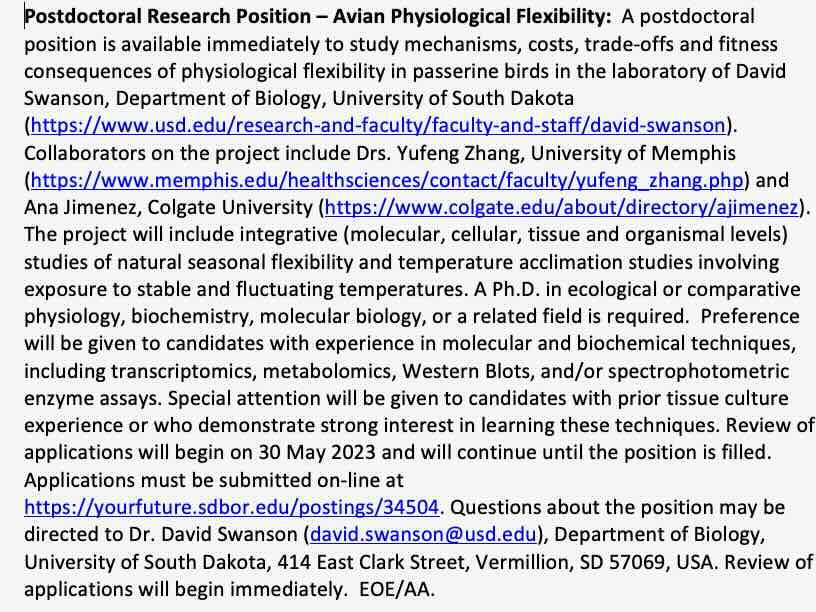 Amazing post-doc opportunity working with Dr. David Swanson at USD! See full announcement here. Please retweet!