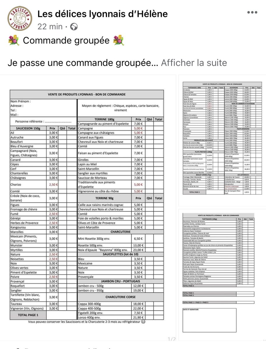 helenebrode's tweet photo. N’hésitez pas à partager et allez vous abonner 
Comment grouper dimanche 14 Mai 
#commandegroupee #saucisson #charcuterie #fabricationfrancaise https://t.co/ogQkv0LjE3