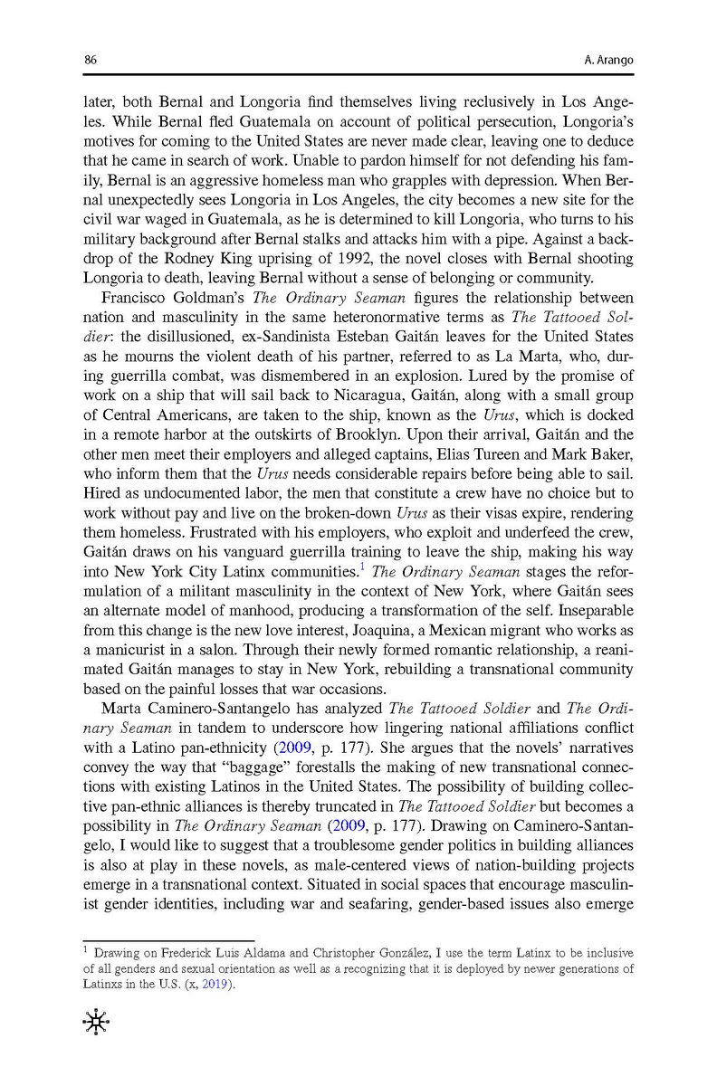 NEW ISSUE ALERT: Gendered views of war and home(lessness) in US Central American narrative: An analysis of Héctor Tobar’s The Tattooed Soldier and Francisco Goldman’s The Ordinary Seaman by #AbelArango <a href="/MarquetteU/">Marquette University</a>

Original Article rdcu.be/dbdNP 
#Vol21 #1 #March2023