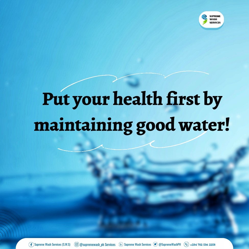 SupremeWashPH's tweet photo. In achieving a good health, there are some things that should be put in place, number one thing is the kind of water you consume.
#supremewashservices, #supreme #yourhealthourpriority #water #tank #UNICEF #WHO #Cleaningservices #gosupreme #SDGS #portharcourt #Health https://t.co/Fgu77okFQ2