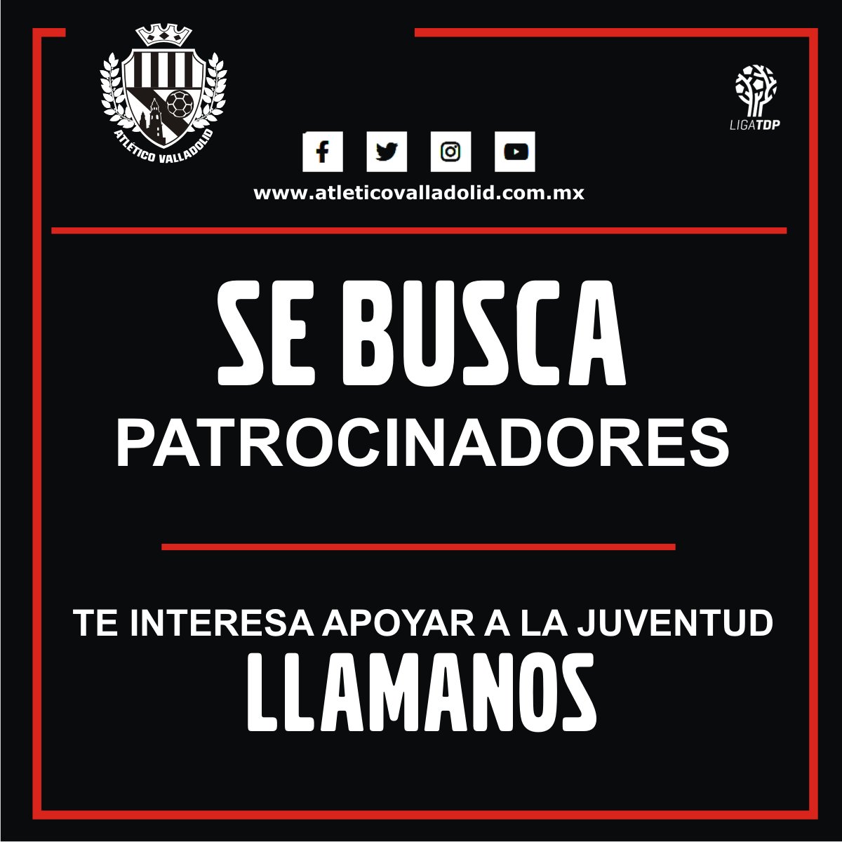 FCValladolid's tweet photo. Te estamos BUSCANDO!
Te intresa invertir en la juventud y tener beneficios con tu patrocinio
Información al https://t.co/XlRubEtucw via WhatsApp, contactanos y nosotros te visitamos para explicar el proyecto https://t.co/9JqF86v1NF