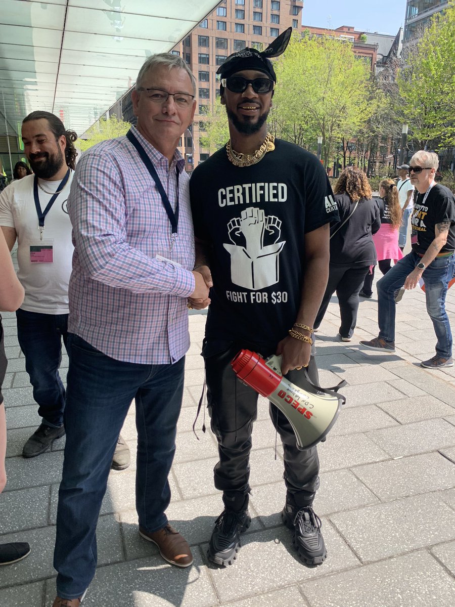 jerry4nape's tweet photo. Many incredible, empowering &amp; energizing moments at @CanadianLabour convention this week but this was a special one-a moment to talk briefly with American Amazon Workers Union organizer and powerhouse Chris Smalls ✊🏻 https://t.co/9Vf7ZO4mU9