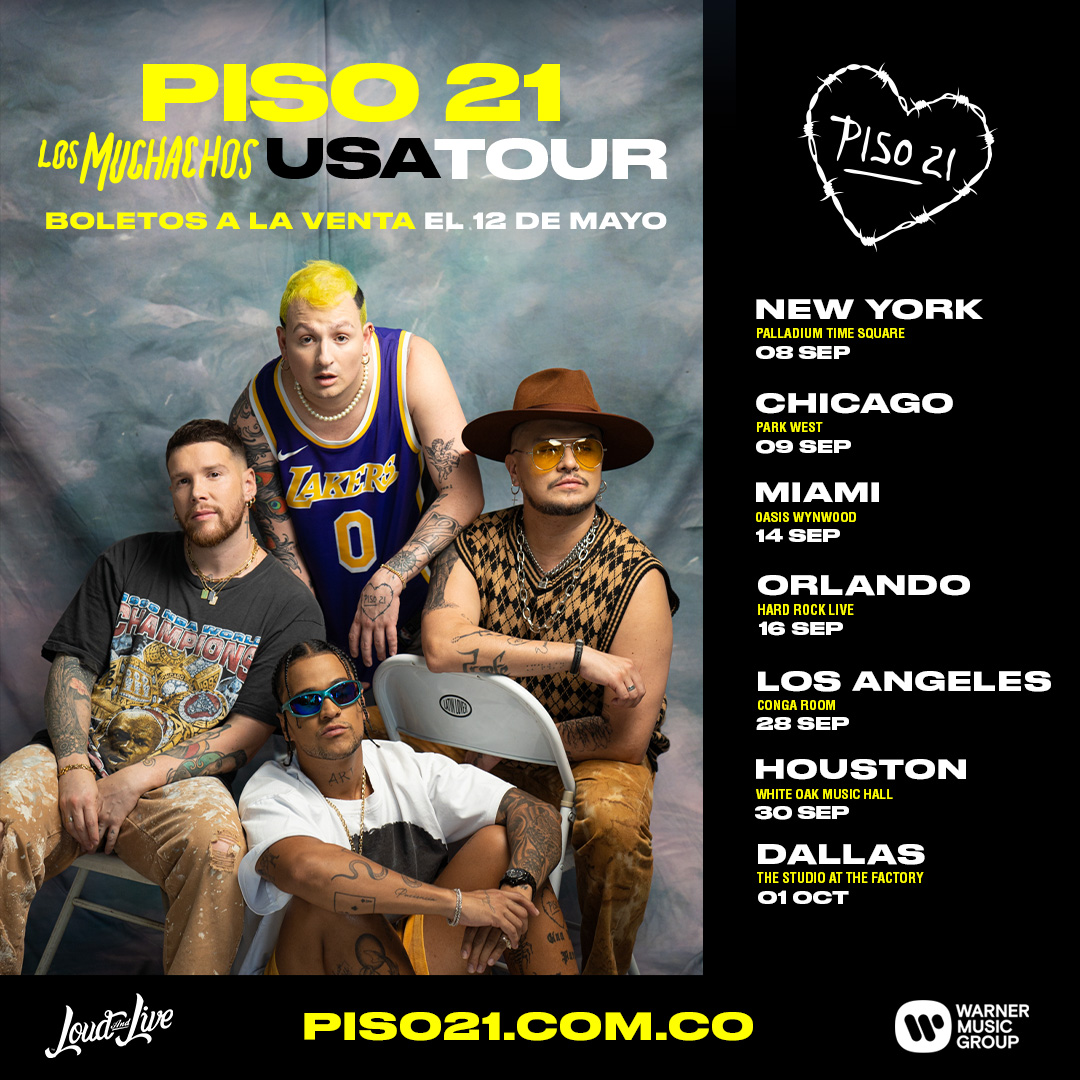 piso21music's tweet photo. ATENCIÓN 📢🚨 Solo por hoy activamos la preventa de #LosMuchachos USA TOUR para fans con el código PISO777 🎟️💥
Ingresa a https://t.co/oNI4NvT82S 🇺🇸 y déjate caer en esta tentación.
👇COMENTA EN QUÉ CIUDAD NOS VAS A VER 💛 https://t.co/B438jnJVEA