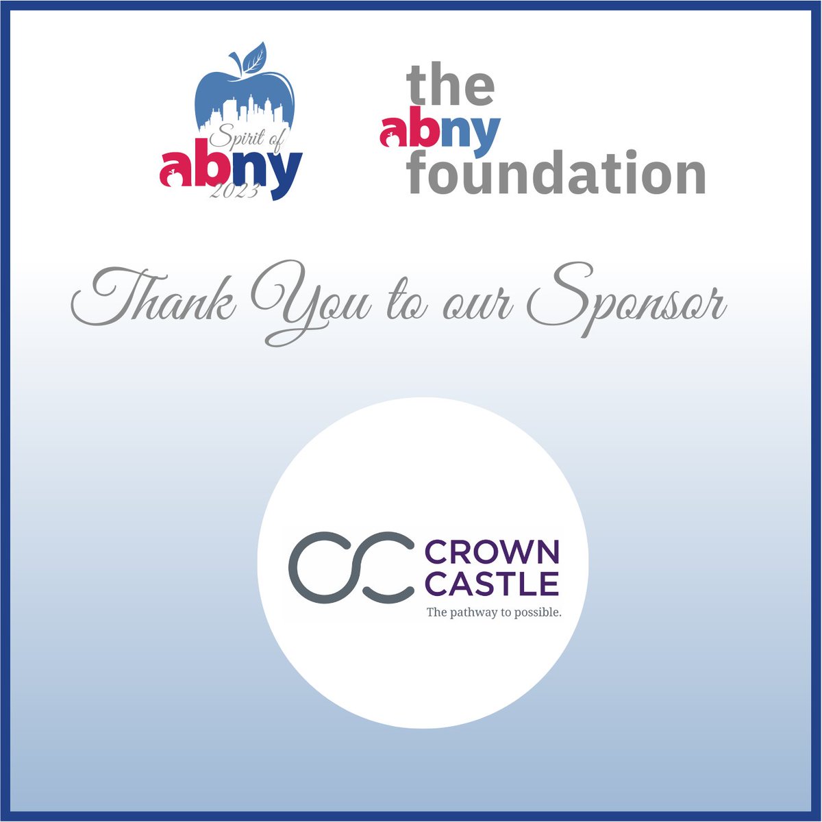 OOBusinessEnt's tweet image. ABetterNY: Thank you @CrownCastle for kindly sponsoring the Spirit of ABNY Awards and for your continued support of ABNY! We are looking forward to seeing everyone on Monday at the Rainbow Room. There’s still time to purchase tickets: https://t.c…