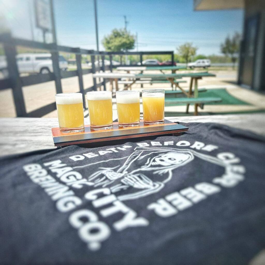 MagicBrewing's tweet photo. “DEATH BEFORE CLEAR BEER” tees are stocked up and ready to go! We have 6 different IPAs on tap right now, if you’re a hop head this is the place to be!
.
@cultkitchenakron has a BUFF-CHIX WRAP on special tonight! 
.
#mcbcisacult https://t.co/GclzIu85GA https://t.co/Ancm2FJi90