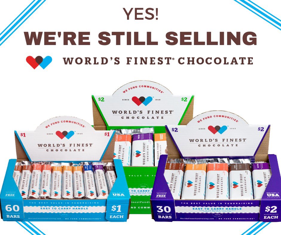 Still on sale...all through next week too!
$1.00 per chocolate bar
Students can purchase during breakfast and right at dismissal time under the stairwell.