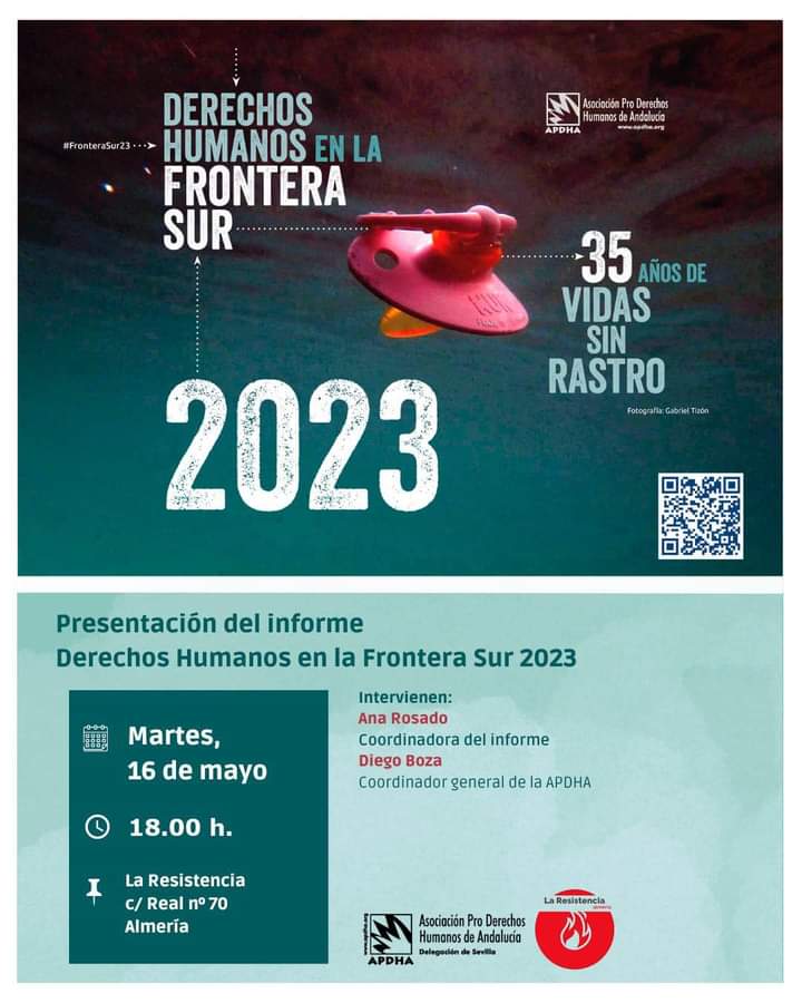 Muy necesario "saber" para poder actuar

Gracias a <a href="/APDHA/">APDHA</a> y <a href="/ApdhaAlmeria/">APDHA Almería</a> por elaborar y  presentar el Informe #FronteraSur2023

📆 Martes 16 de Mayo
⏰ 18.00
📌 Calle Real 70 

#DerechosHumanos #RegularizacionYA