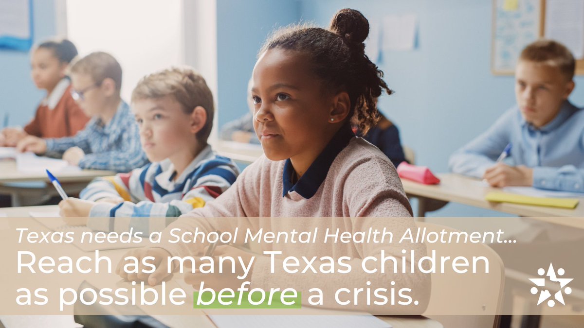 TXHealthyMinds's tweet photo. School Mental Health Allotments fill the gap in services by strengthening prevention and early intervention strategies that reach children BEFORE they are in crisis. Learn more: https://t.co/7GUcrbtp1e #TXLege https://t.co/WTCGvS51ld