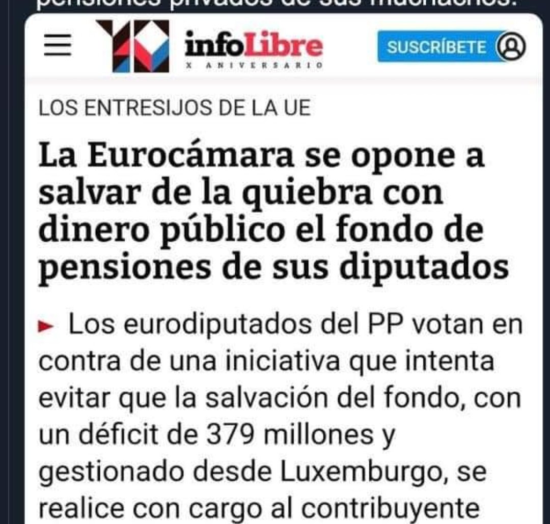 Maikandaluza's tweet photo. Los eurodiputados del PP, querìan que salvásemos de la quiebra sus planes de pensiones privadas con dinero pùblico. La UE ha respondido.

👇 https://t.co/Xh9riwl035