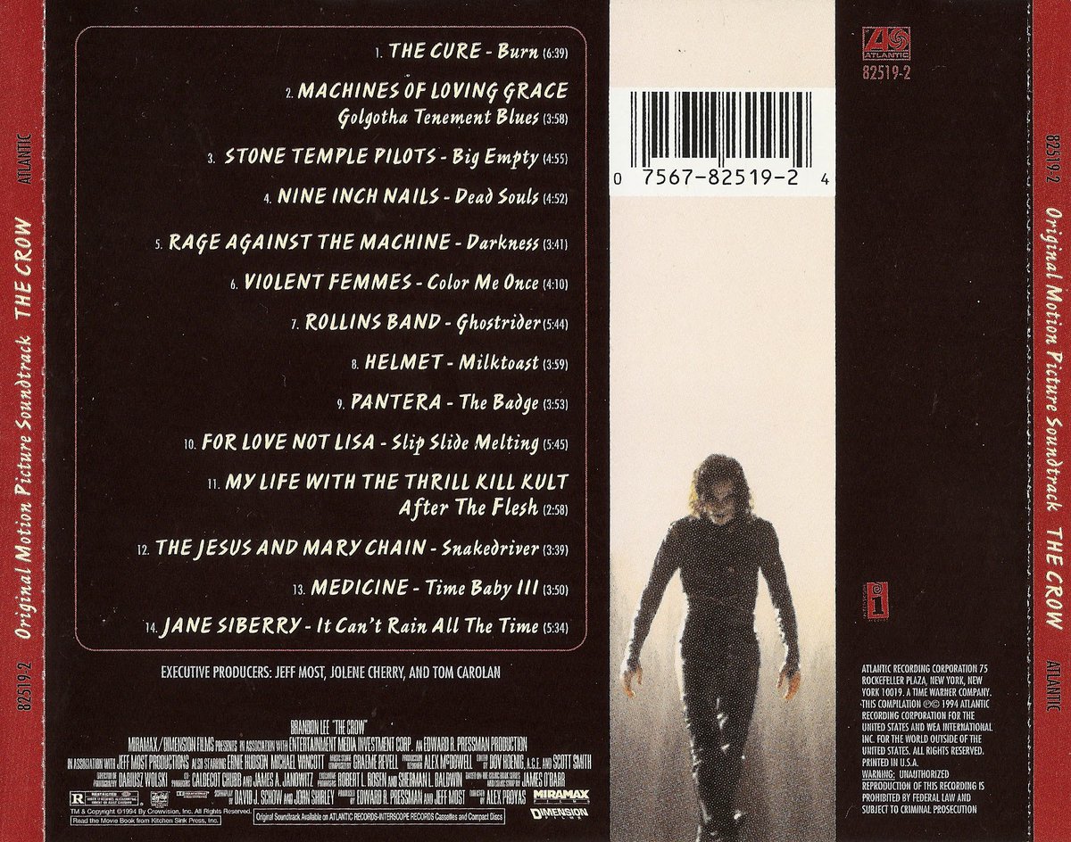 Revolvermag's tweet photo. All hail 'THE CROW' soundtrack — the anti-'SINGLES' compilation of its time, the outsider mixtape of all time https://t.co/i4P408qLq9 https://t.co/CgOzpd8xcs