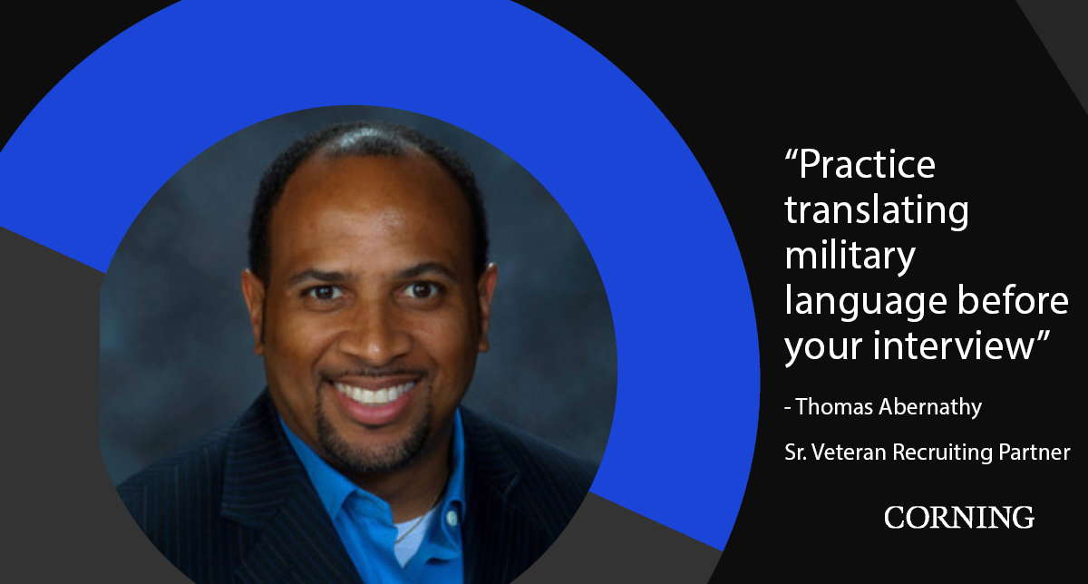 Meet Thomas Abernathy, our Sr. Veteran Recruiting Partner. With 19 years of experience under his belt, he joined us last year to help build our Corning #Veteran Hiring Program.
Connect with Thomas Abernathy on LinkedIn for #CareerOpportunities at Corning.

#VitalToProgress