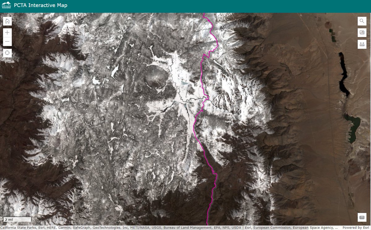 The Sentinel-2 Satellite Imagery on our map is great for finding snow info. Zoom in and give it a click to see how recent the image is. If it's a blue-sky day, imagery typically updates every week or more. Southern Sierra: arcg.is/0fuGyi