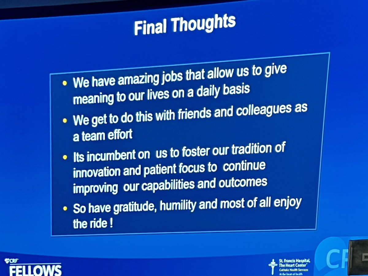 Touching and inspirational keynote lecture from Prof J Moses at CRF interventional cardiology fellows course. A great reminder of what a tremendous privilege it is to be in this field and to be able to help our patients. Thank you so much for this amazing talk. #fellows2023 #crf