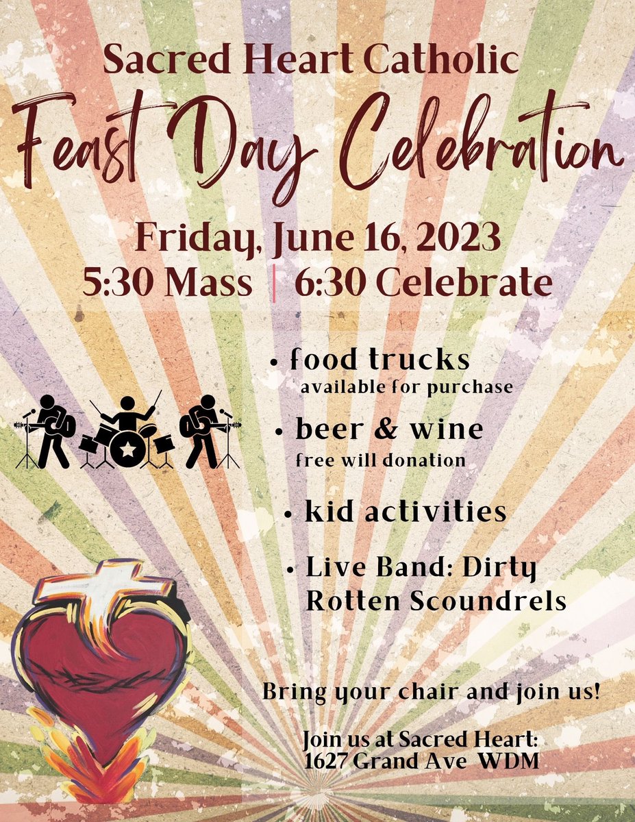 SacredHeartWDM's tweet photo. Join us on Friday, June 16th for the 3rd Annual Sacred Heart of Jesus Feast Day Festival! https://t.co/jqM9Yxpw8B