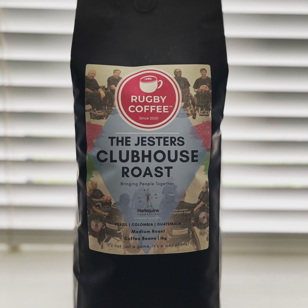 When your club’s co-branded coffee looks great! #jesters #wheelchairrugby #harlequins #community #makeadifference #cobrandedcoffee #rugbycoffee #itsnotjustagame #itsawayoflife
