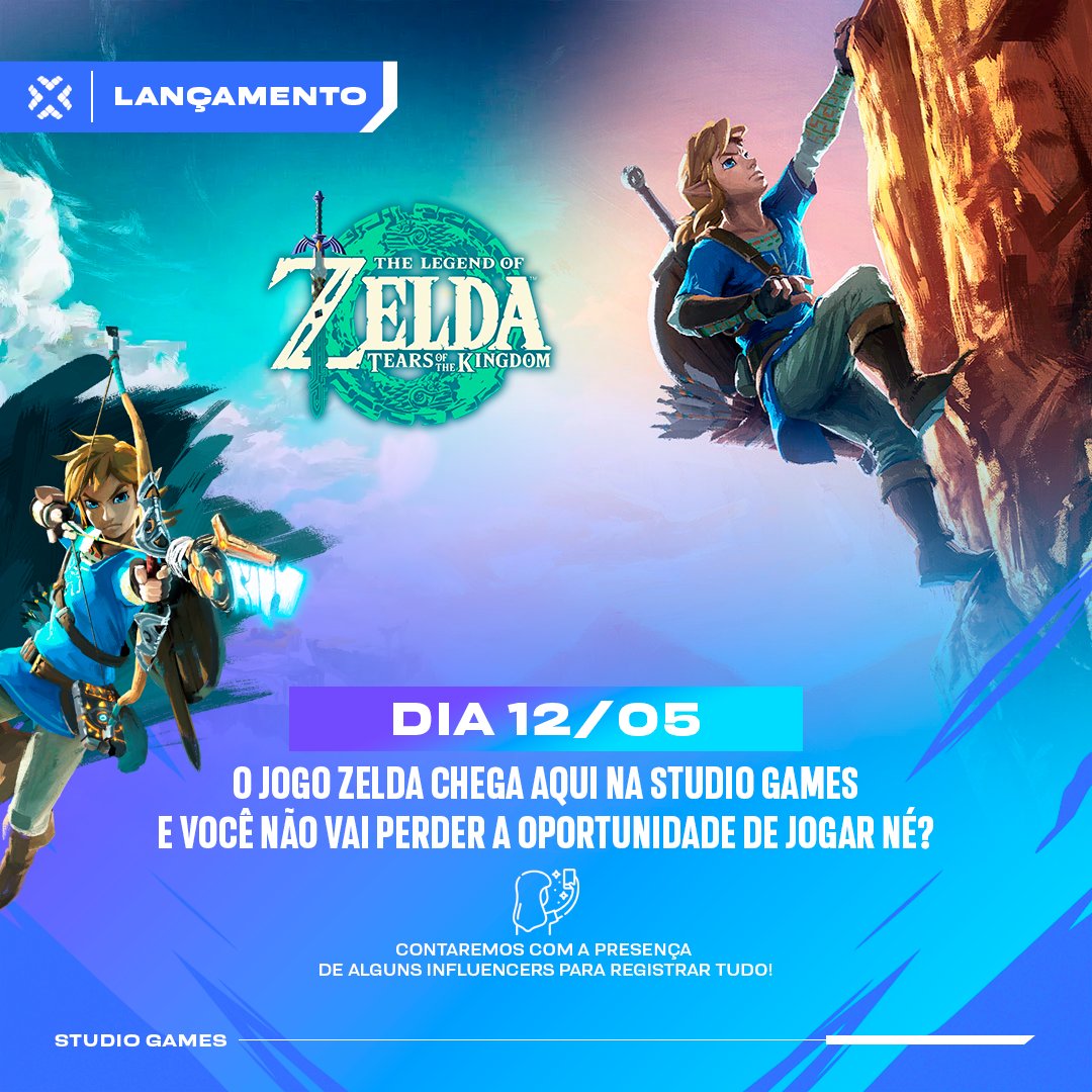 studiogamesofc's tweet photo. Quem aí tá preparado para as novas aventuras dentro do Zelda?🛡🗡

E aí, você não vai perder a oportunidade de jogar aqui na Studio Games né? 🤘😎

#studiogames #sg #vemprasg #gamerenastudio #gamesbrasil #gamebrasik #gamer #entretenimento #zelda #nintendo #zeldatearsofthekingdom https://t.co/0cgWDLkeJd