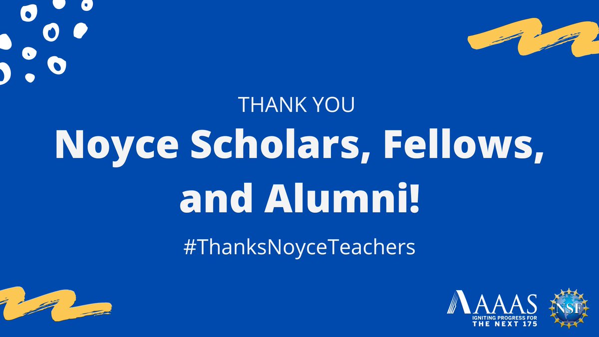 Thanks to all the Noyce projects that tweeted with us to celebrate Noyce Scholars, Fellows, and Alumni this #TeacherAppreciationWeek! It has been a blast to share your work. #ThanksNoyceTeachers