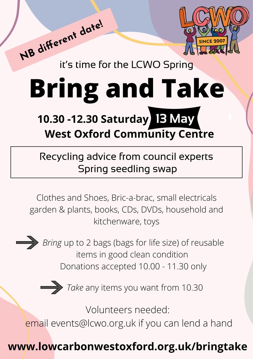 Help out at this Saturday's Bring &amp; Take - mailchi.mp/lcwo/mayupdate…