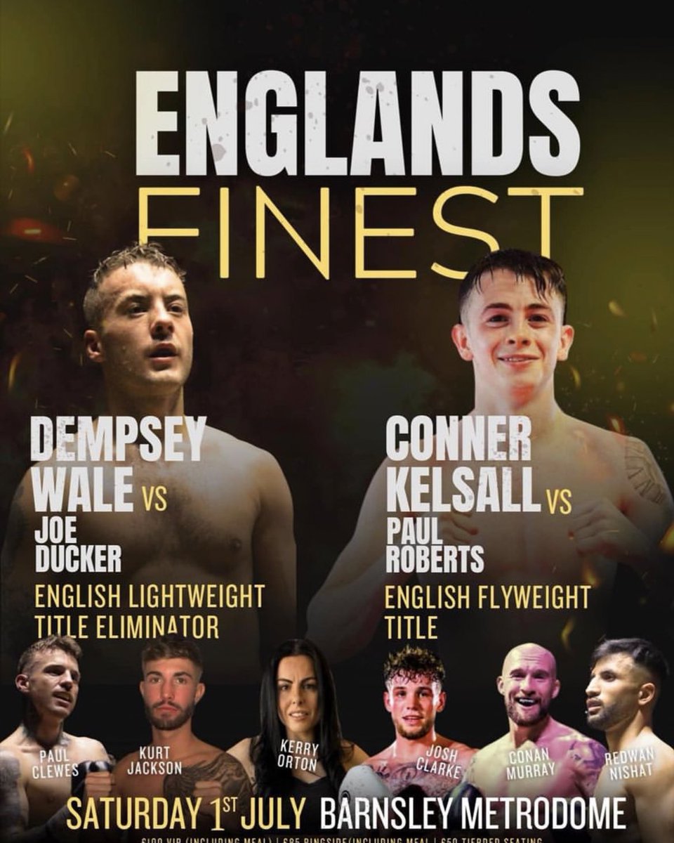PointOne_mgmt's tweet photo. THE DENABY ROCKY IS BACK!
Conner Kelsall returns to defend is thrown as he faces Paul Roberts for the English Flyweight title🙌
To sponsor Conner, please contact us on justask@mediamgmt.co.uk
#mediamgmt #mediamgmtboxing #boxing #denabyrocky #therealrockystory #englishtitle https://t.co/6eAVPPgLhe