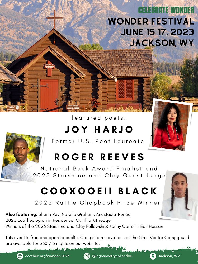 ecotheo's tweet photo. We are about a month away from our Wonder Festival. Join us &amp; @JoyHarjo &amp; @cxe_black &amp; #RogerReeves &amp; our 2023 @cavecanempoets fellows @kennyc113 + @BaatiBB to #celebratewonder

https://t.co/qCZMJCeR3o https://t.co/E0hBy6EJpi