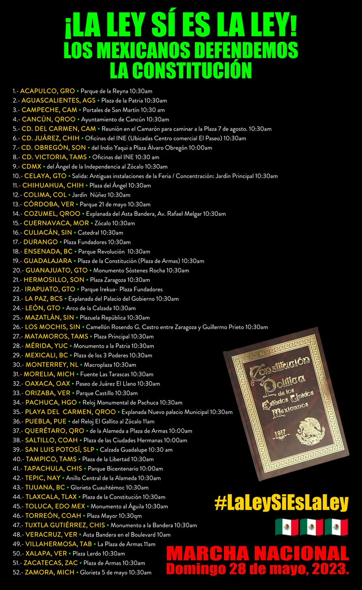 Las alarmas y focos rojos están encendidos. Los ataques a la división de poderes en específico a la <a href="/SCJN/">Suprema Corte</a> son evidentes. Estamos ante un posible auto golpe por parte del Ejecutivo.
Te pedimos UNIDAD Y ACCION.
#ALasCalles28Mayo 
RT
<a href="/CarlosLoret/">Carlos Loret de Mola</a> 
<a href="/Reforma/">REFORMA</a> 
<a href="/beltrandelrio/">Pascal</a>