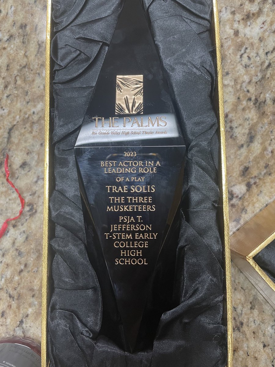 psja_tstem's tweet photo. Titan Shout Out to our Titan Theatre and to Trae Solis for winning the Palm Award last night for Best Actor in a Leading Role for his role as Cardinal Richelieu in The Three Musketeers!!! 🎉🎉🎉

Congratulations Trae! 🎭💙⚡️
#TitanTheatre
#PalmAwards
@PSJAISD https://t.co/LVeDFhneFr