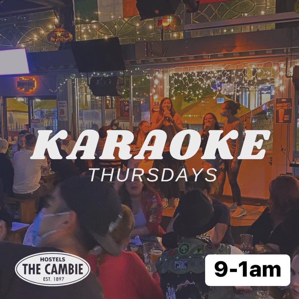 Karaoke Thursdays at <a href="/CambieGastown/">The Cambie Gastown</a> have new summer hours! We’re going later, cause no one wants to belt out Bohemian Rhapsody in the daylight! Or do they? 
#karaoke #vancouver #gastown