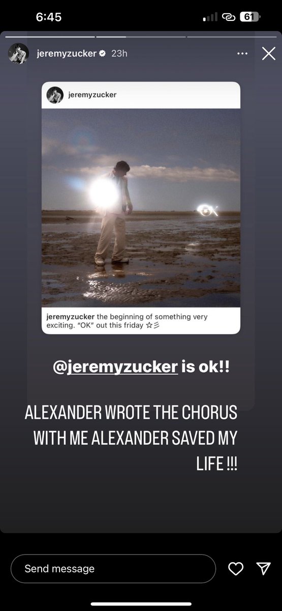 .@alexander23 is featured as a credited writer for @jeremyzucker’s new song, “OK” 

#newmusic #newmusicalert #newmusicfriday