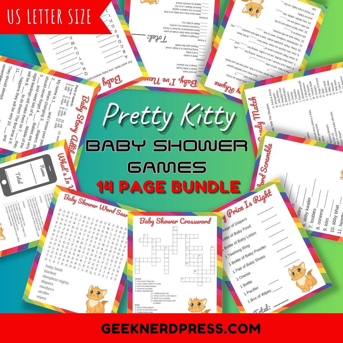 gcondo01's tweet photo. Excited to share the latest addition to my #etsy shop: Pretty Kitty Baby Shower Games Bundle | 14 Games Plus Banner Letter Templates | Printable Digital Download | Boy Girl Baby Shower Party Fun https://t.co/9ckkvNmZsk #rainbow #babyshower #geeknerdpress https://t.co/tAyTtuhIs4