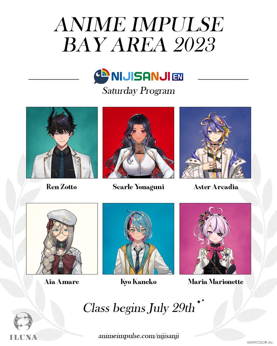 🌙 GUEST ANNOUNCEMENT 🌙

Let's get this summer class started! We're honored to welcome #ILUNA as our guests for #ANIMEImpulseBayArea2023! 🌝🥳 

🛸: @RenZott0
❤️‍🩹: @MariaMari0nette
🤟: @KyoKanek0
💋: @ScarleYonaguni
💫: @AsterArcadia
👼: @AiaAmare

🎟️: animeimpulse.com/tickets