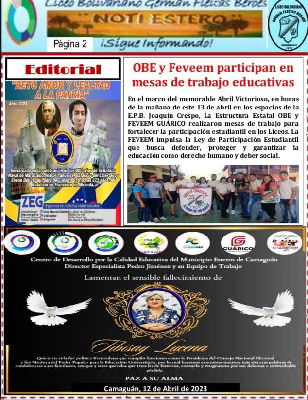 b_beroes's tweet photo. Noti-Estero Tercera Edición Trimestral (Abril-Mayo-Junio), órgano Informativo del L.B. Germán Fleitas Beroes. @Alexander3Yonny @Pedrojimenezuet @eliaszurita @ZEGuarico @REDCIRCUITAL07 @SRACamaguan7 @MPPEDUCACION @ederarcila https://t.co/bjSIuJiVfG