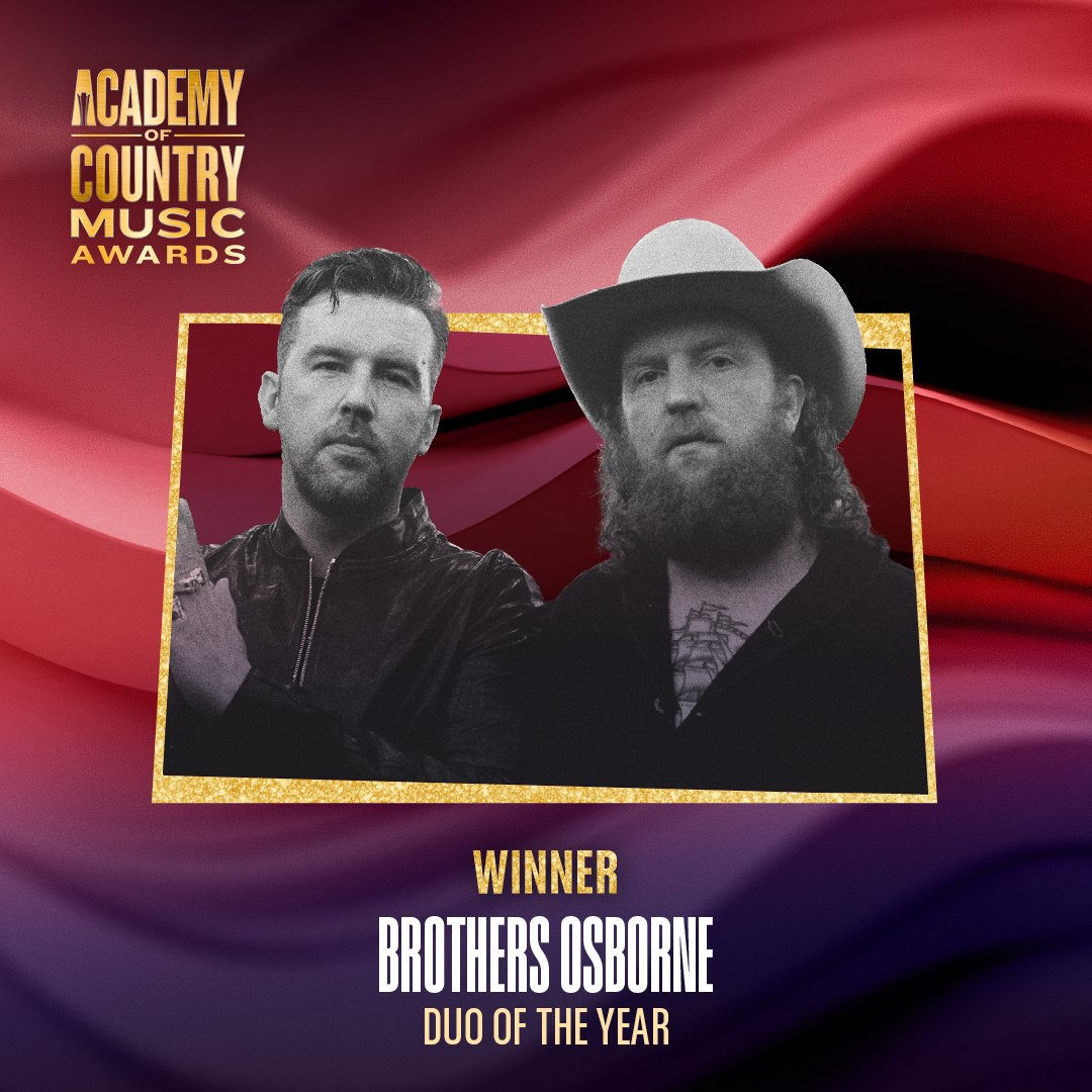 ACMawards's tweet photo. Congrats to @brothersosborne, the #ACMawards Duo of the Year! ✨