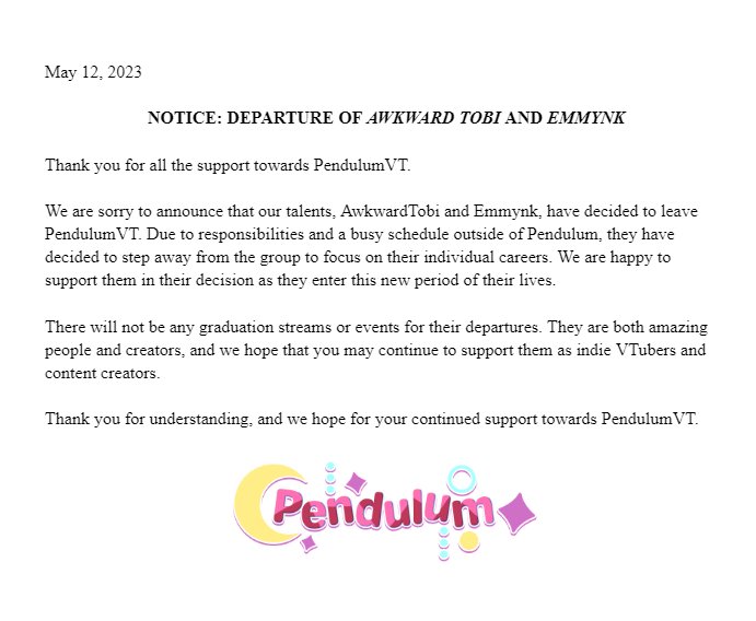 PendulumVT's tweet image. 💫 DEPARTURE ANNOUNCEMENT 💫