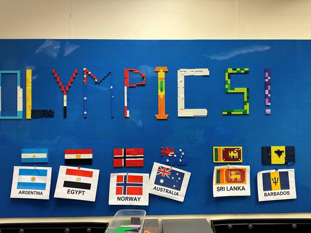 Kids at @Dodgen_MS_Cobb are SOOOO ready for the event of the year: Olympics! Our final <a href="/lego/">Lego</a> wall mural before we renovate our Library Learning Commons space this summer! instagr.am/p/CsH0E-nMtBr/