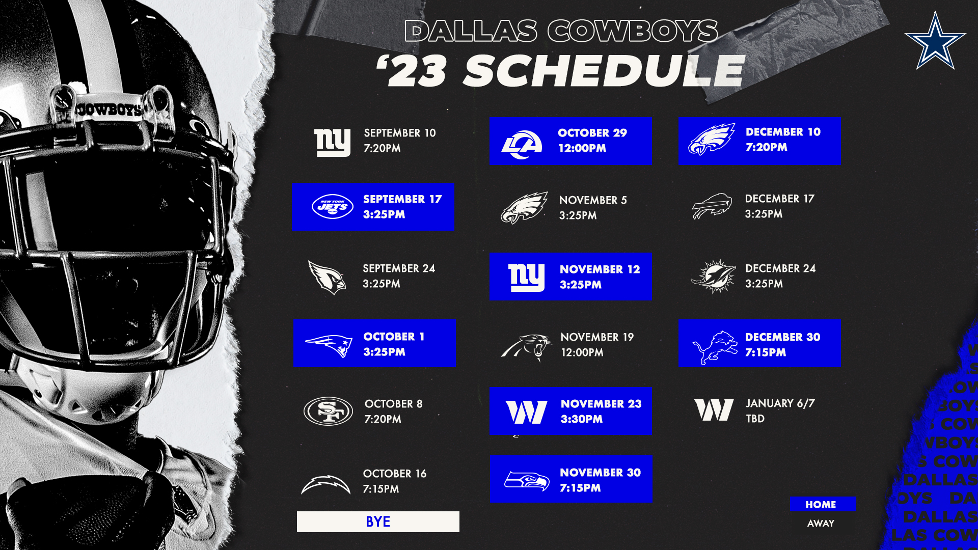 Dallas Cowboys on X: #CowboysNation: which 2023 games are you ready to  saddle up for⁉️ Single game tickets on sale now:  # DallasCowboys