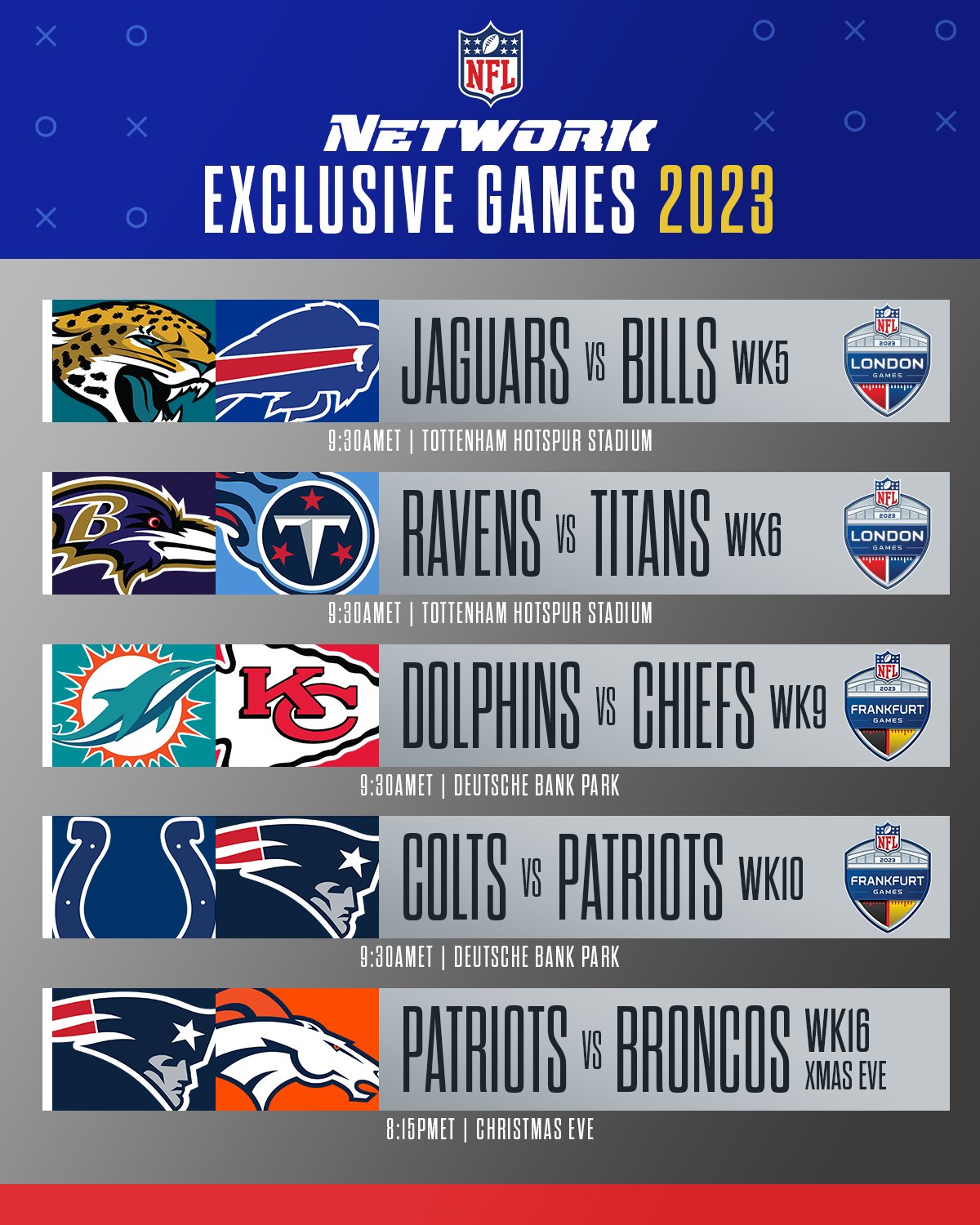 NFL Network on X: 'They're here and they're perfect! The 2023 NFL Network  exclusive games 