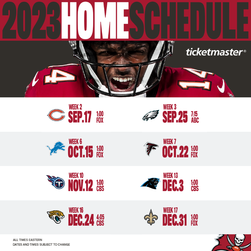 Buccaneers's tweet photo. How many home games are you going to this season? 🏟

@Ticketmaster | #GoBucs