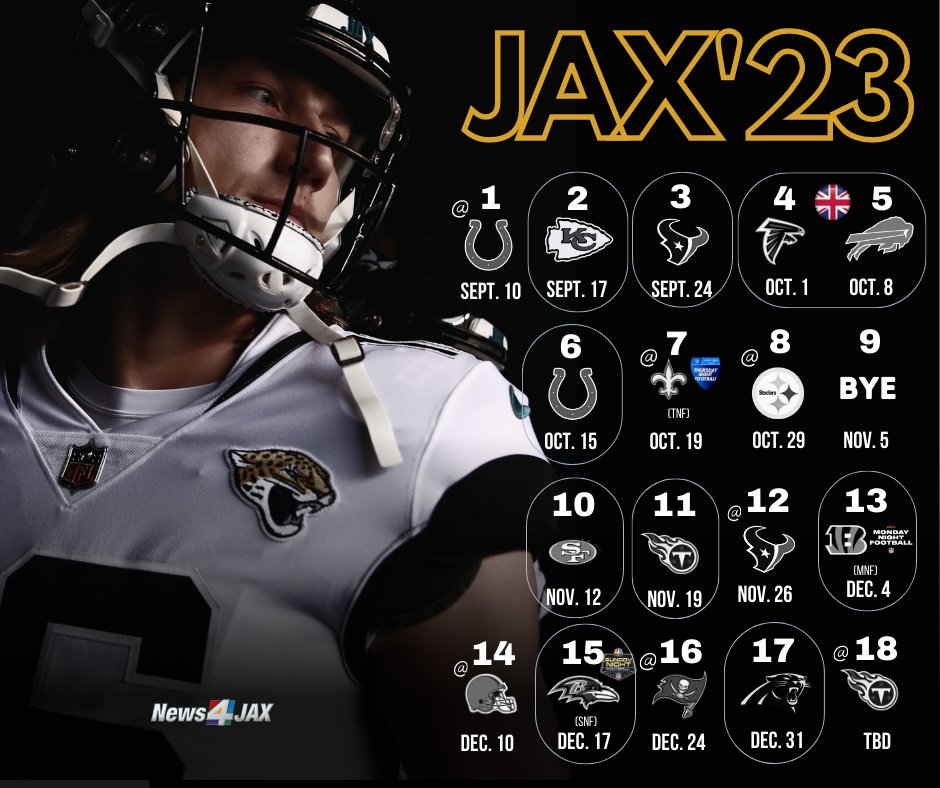 News4JAX on X: 'Here's a look at the Jacksonville Jaguars 2023