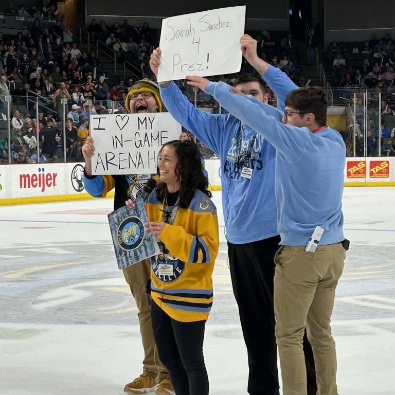 sarahhtiff's tweet photo. Things got wild last night at Walleye Playoffs. 😂🤷
Game 4 is tomorrow! 
See you there! https://t.co/iZhaCqkVGL