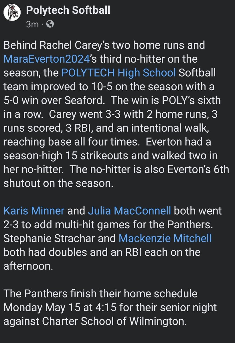 POLYTECHSB's tweet photo. @MEverton2024 @rachelccarey1 @kenz19mitchell @JMacconell @KarisMinner @1stStateSports @302sbrecruits @CoachKJTaylor @delawareonline @DelmarvaSports @DSNsports @GlennFrazer @302sports https://t.co/Nkf4GWKnhe
