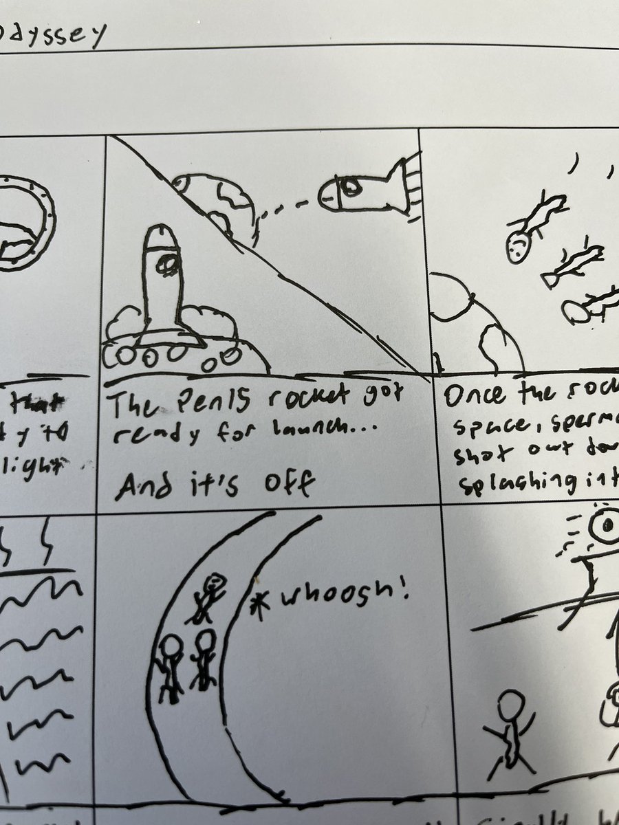 Markleko1's tweet photo. Inspired by @GiggukAZ, his penis rocket and @TrashTastePod I created the short manga “A Sperm Odyssey” for my physiology class. It follows the main character, Spermacus in his journey to fertilize the egg guided by the pen15 rocket. #trashtaste Here’s part of it. https://t.co/SpNZH1arPM