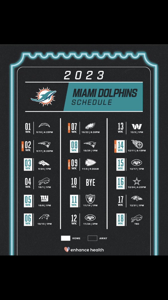 Fins Up Network on Twitter "2023 Miami Dolphins Schedule
