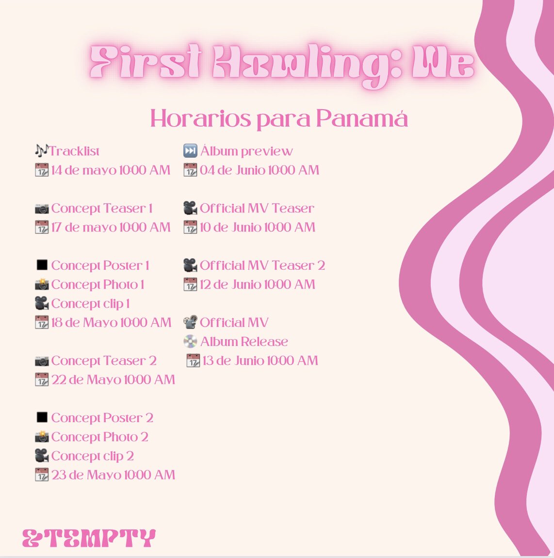andTEAM_PTY's tweet photo. LUNÉ !! TE TRAEMOS LOS HORARIOS PARA EL LANZAMIENTO DE FIRST HOWLING:WE ✨🌙

#andTEAM学園 #andTEAM #K #FUMA #NICHOLAS #EJ #YUMA #JO #HARUA #TAKI #MAKI #kedit #newjeans #omgnewjeans #newjeansedit #foryoupage  #kpop #hibe #hibe #lunéwithandteam #lunéと繋がりたい #lunèsforever https://t.co/4DCLjjST4s