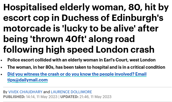 nomoremonarchs's tweet image. Motorcade mystery
Sophie Windsor lives in Surrey at Bagshot Park. On 10 May, her only official visit was in nearby Windsor at 5:15pm. So why was her official publicly-funded police motorcade in London, at 3:21pm, speeding &amp;amp; slamming into an elderly pensioner? #questionthemonarchy