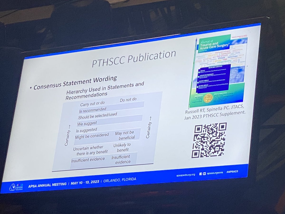Don’t miss the Trauma Session on blood product resuscitation. Happening now! #APSA23 <a href="/politesmd/">Stephanie Polites</a> <a href="/Streck_PedSurg/">Chris Streck</a>