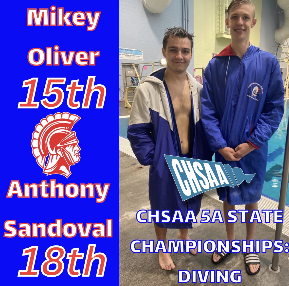 Congratulations to Mikey Oliver and Anthony Sandoval for their top 20 finishes in diving at the CHSAA State Championships today! 🏊🏼‍♂️ @CHSAA @coloradopreps @DanMohrmann @RobNamnoum @lukezahlmann @gazettepreps @FFC8schools @FfchsB @fountain_preps