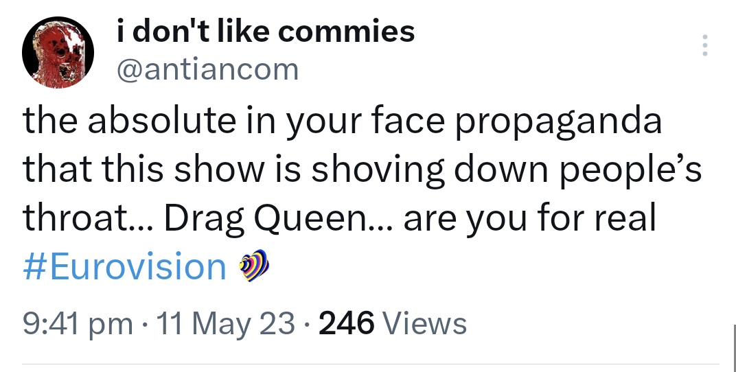 no1guncle's tweet photo. The gays?? At Eurovision??? https://t.co/iqqLXc27W0